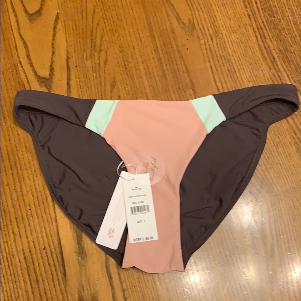 NWT PILYQ Rivera Color‎ Block Full Bikini Bottom